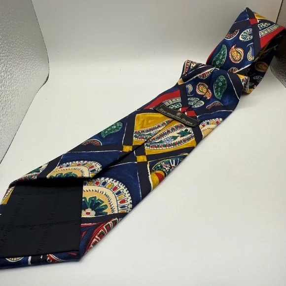 Ermenegildo Zegna Colorful Floral Geometric Silk Tie - Picture 4 of 6